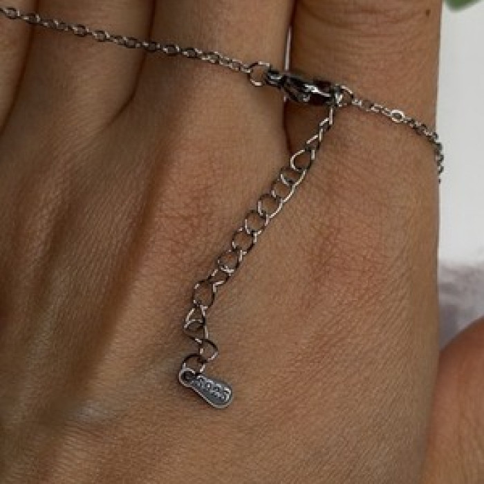 925 Sterling Silver Blue Shiny Cz Necklace Length 16/18 in