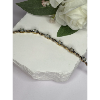925 Sterling Silver Gold Plated Blue Topaz Bracelet Size 7.5