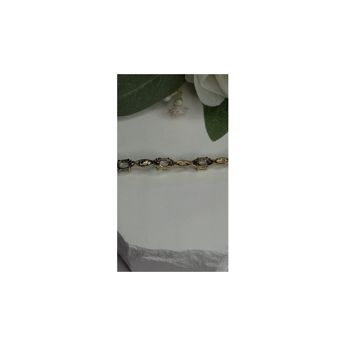 925 Sterling Silver Gold Plated Blue Topaz Bracelet Size 7.5