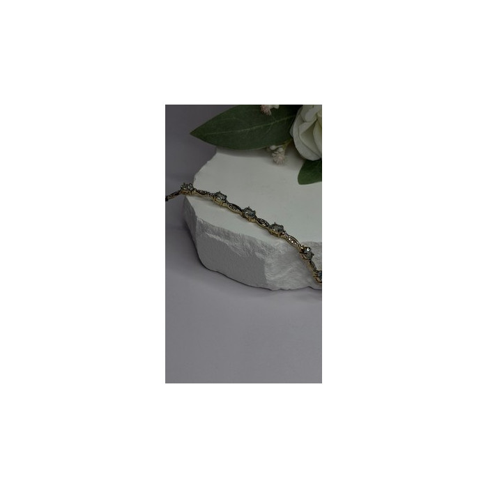 925 Sterling Silver Gold Plated Blue Topaz Bracelet Size 7.5