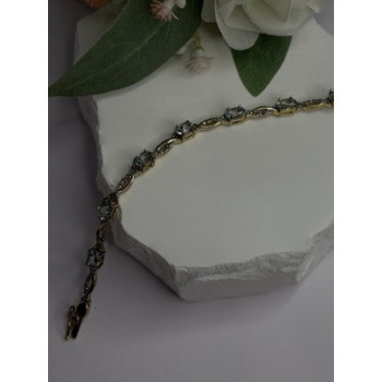 925 Sterling Silver Gold Plated Blue Topaz Bracelet Size 7.5