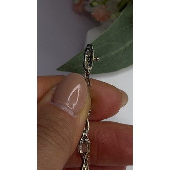 925 Sterling Silver Gold Plated Blue Topaz Bracelet Size 7.5
