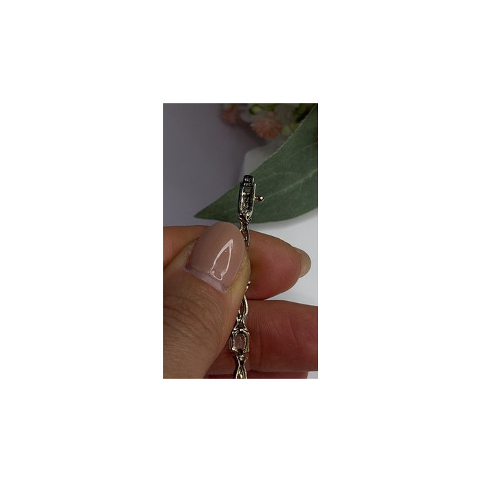 925 Sterling Silver Gold Plated Blue Topaz Bracelet Size 7.5