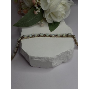 925 Sterling Silver Gold Plated Shiny Opal Bracelet Size 7