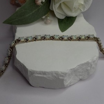 925 Sterling Silver Gold Plated Shiny Opal Bracelet Size 7