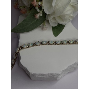 925 Sterling Silver Gold Plated Shiny Opal Bracelet Size 7