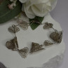 925 Sterling Silver Filigree Delicate Design Hearts & Lilies Bracelet 7