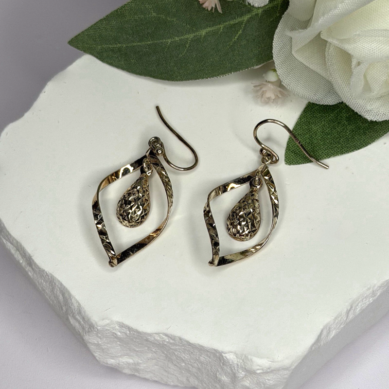 925 Sterling Silver Open Teardrop Design Charm Inside Earrings