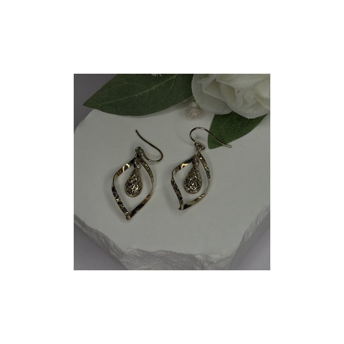925 Sterling Silver Open Teardrop Design Charm Inside Earrings