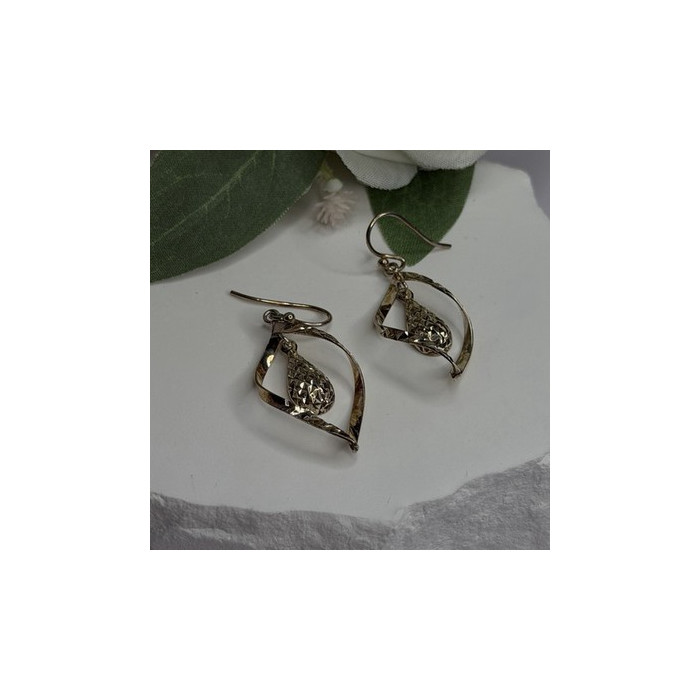 925 Sterling Silver Open Teardrop Design Charm Inside Earrings
