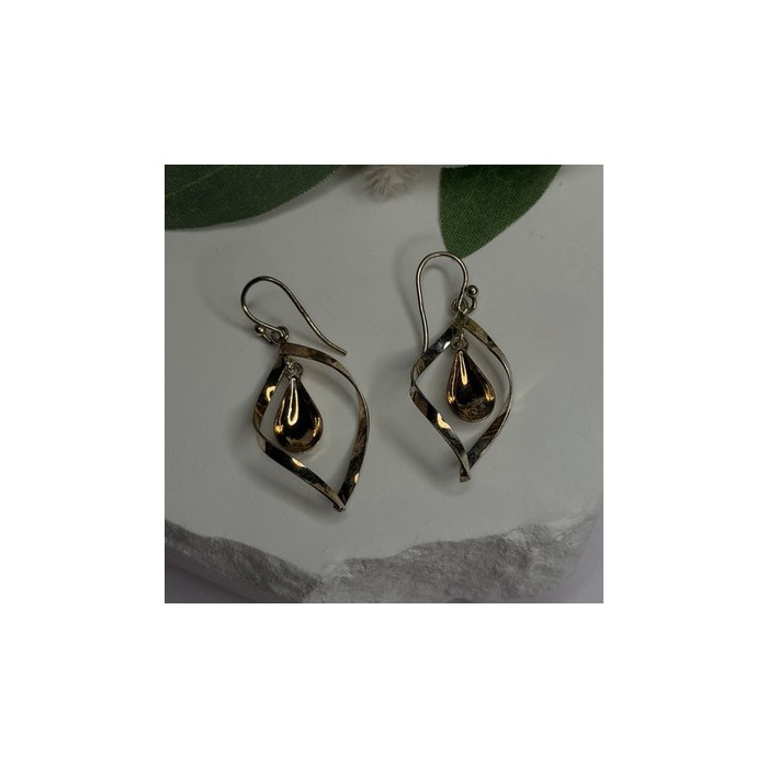 925 Sterling Silver Open Teardrop Design Charm Inside Earrings