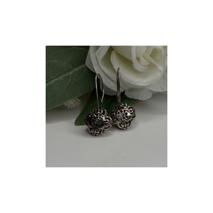 Vintage Filigree 925 Sterling Silver Blue Topaz Dangle Earrings