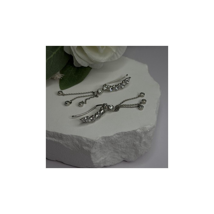 Ear Climbers Ear Crawlers 925 Sterling Silver Cz Earrings