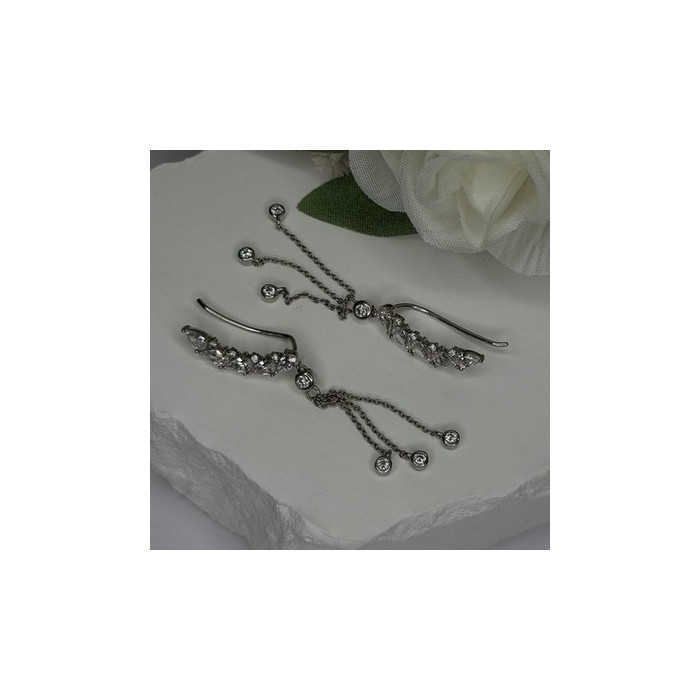 Ear Climbers Ear Crawlers 925 Sterling Silver Cz Earrings