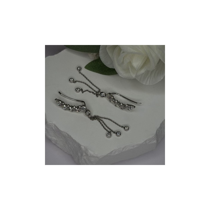 Ear Climbers Ear Crawlers 925 Sterling Silver Cz Earrings