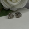 925 Sterling Silver Tiny Diamonds Heart Stud Earrings