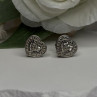 925 Sterling Silver Tiny Diamonds Heart Stud Earrings