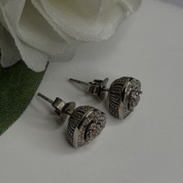 925 Sterling Silver Tiny Diamonds Heart Stud Earrings