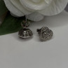 925 Sterling Silver Tiny Diamonds Heart Stud Earrings