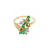 14K YELLOW GOLD EMERALD & DIAMONDS RING SIZE 8