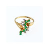 14K YELLOW GOLD EMERALD & DIAMONDS RING SIZE 8