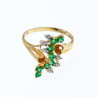 14K Yellow Gold Emerald & Diamonds Ring Size 8