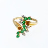 14K Yellow Gold Emerald & Diamonds Ring Size 8