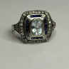 925 Sterling Silver Aquamarine, Sapphire & White Beryl Ring Size 9