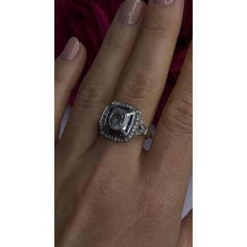 925 Sterling Silver Aquamarine, Sapphire & White Beryl Ring Size 9