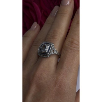 925 Sterling Silver Aquamarine, Sapphire & White Beryl Ring Size 9