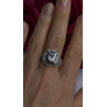925 Sterling Silver Aquamarine, Sapphire & White Beryl Ring Size 9