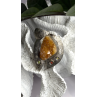 Large 925 Sterling Silver Baltic Amber Peridot Citrine Tourmaline Pendant