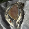 Large 925 Sterling Silver Baltic Amber Peridot Citrine Tourmaline Pendant