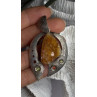 Large 925 Sterling Silver Baltic Amber Peridot Citrine Tourmaline Pendant