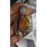 Large 925 Sterling Silver Baltic Amber Peridot Citrine Tourmaline Pendant