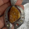 Large 925 Sterling Silver Baltic Amber Peridot Citrine Tourmaline Pendant
