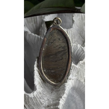 Vintage 925 Sterling Silver Pyritized Ammonite Pendant