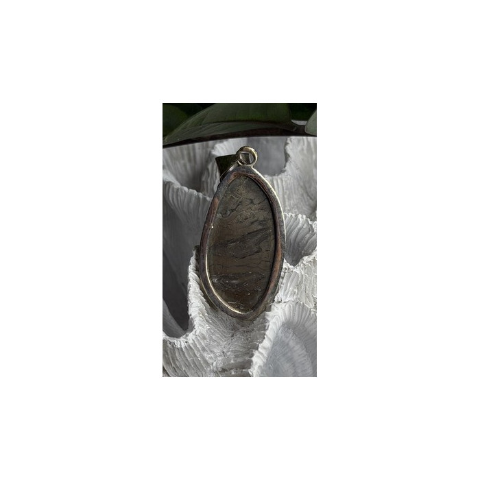 Vintage 925 Sterling Silver Pyritized Ammonite Pendant