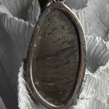 Vintage 925 Sterling Silver Pyritized Ammonite Pendant