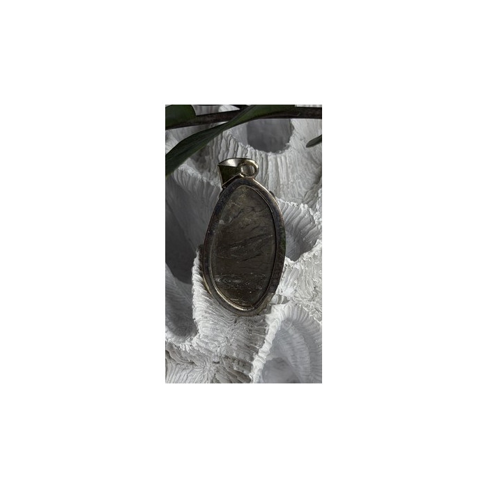 Vintage 925 Sterling Silver Pyritized Ammonite Pendant