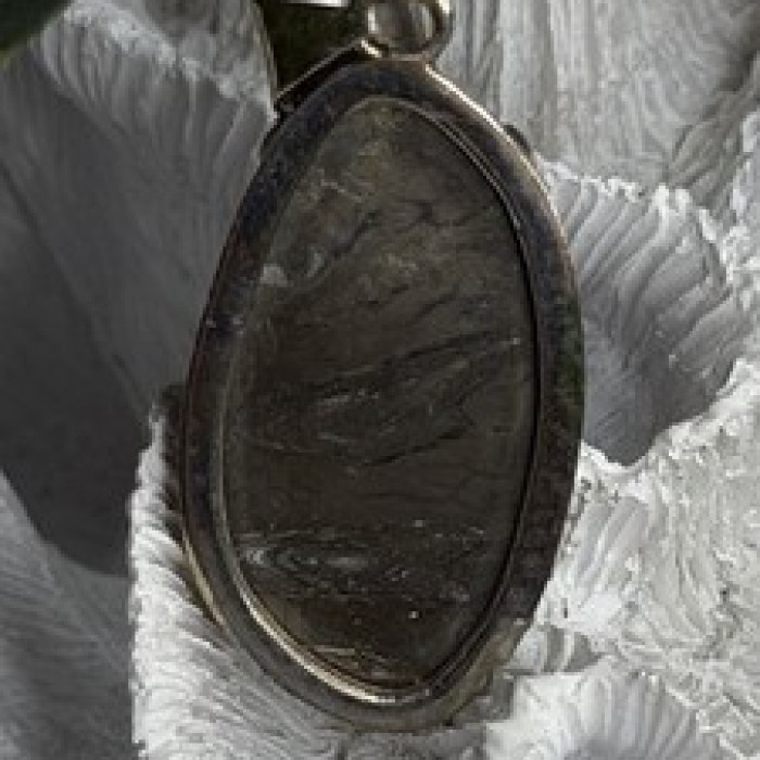 Vintage 925 Sterling Silver Pyritized Ammonite Pendant