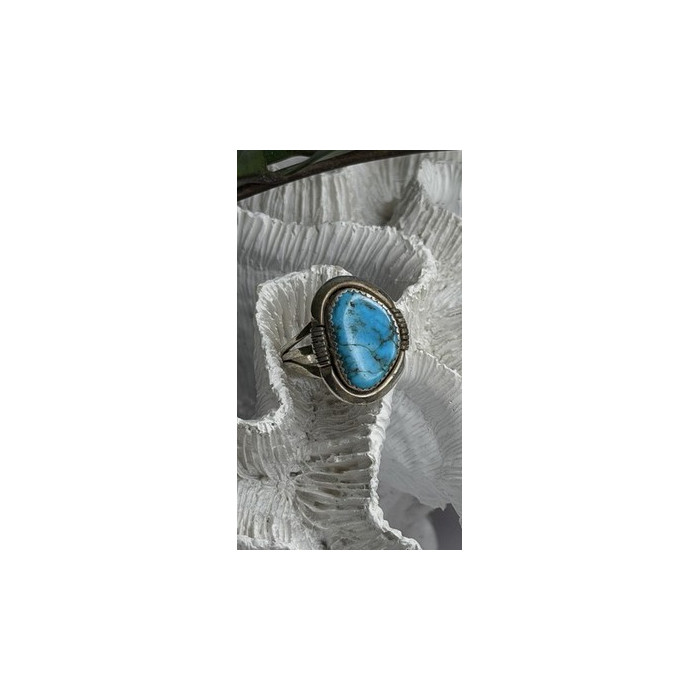 Vintage 925 Sterling Silver Blue Turquoise Ring Size 9.5