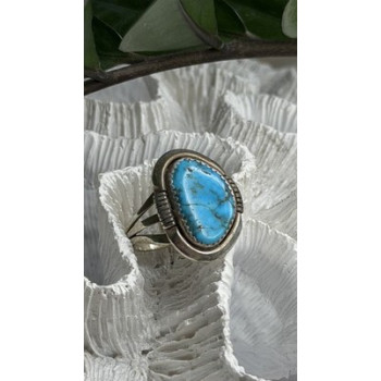 Vintage 925 Sterling Silver Blue Turquoise Ring Size 9.5