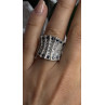 925 Sterling Silver Blue Sapphires & Clear Topaz Stones Ring Size 6