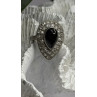 Vintage 925 Sterling Silver Black Onyx & Clear Topaz Stones Ring Size 7.5