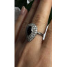 Vintage 925 Sterling Silver Black Onyx & Clear Topaz Stones Ring Size 7.5