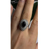 Vintage 925 Sterling Silver Black Onyx & Clear Topaz Stones Ring Size 7.5
