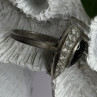 Vintage 925 Sterling Silver Black Onyx & Clear Topaz Stones Ring Size 7.5