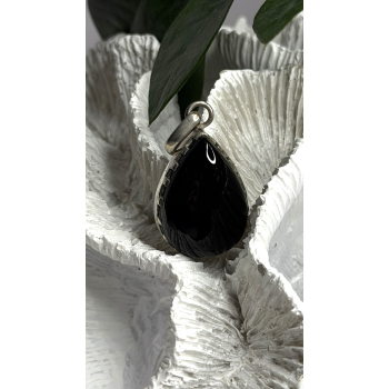 Vintage Teardrop 925 Sterling Silver Black Onyx Pendant