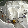 Solar System Gemstones 925 Sterling Silver Tigers Eye Moonstone etc. Necklace